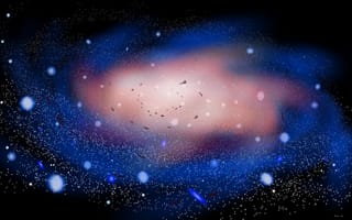 Картинка Спиральная неоновая галактика на черном фоне