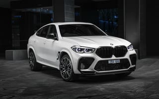 Картинка Белый автомобиль BMW X6 M Competition 2020 года