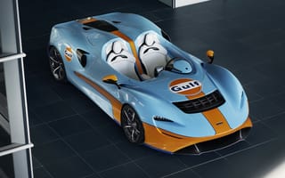 Картинка Спортивный автомобиль McLaren Elva Gulf Theme By MSO 2021 года вид сверху