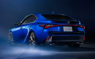 Обои Синий автомобиль Lexus IS 350 F SPORT 2021 года вид сзади
