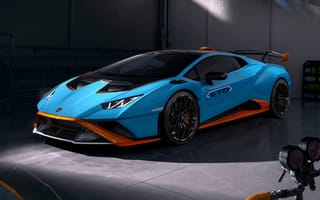 Обои Автомобиль Lamborghini Huracán STO 2021 года в гараже