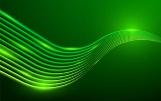 Обои Зеленые неоновые волны на зеленом фоне
