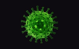 Картинка Большой зеленый вирус на черном фоне 3д графика