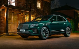 Картинка Зеленый автомобиль Bentley Mulliner Bentayga Hybrid 2021 года