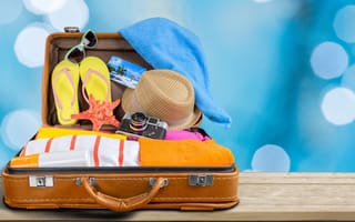 Картинка Кожаный чемодан туриста для отдыха