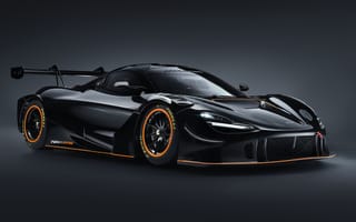 Картинка Черный спортивный автомобиль McLaren 720S GT3X 2021 года на сером фоне