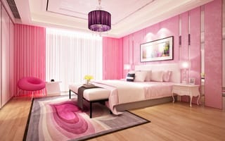 Картинка Красивая спальня с розовыми стенами