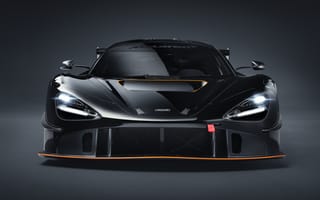 Обои Автомобиль McLaren 720S GT3X 2021 года вид спереди на сером фоне