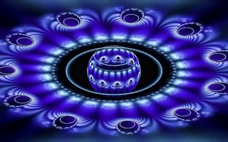 Картинка Синий цветок со сферой внутри 3д графика