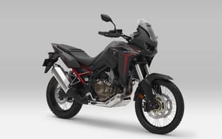 Картинка Черный мотоцикл Honda CRF1100L Africa Twin, 2021 года на сером фоне