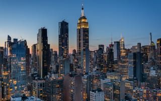 Картинка Красивые высокие небоскребы города Манхэттен, США