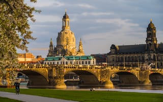 Картинка города, здания, дома, город, Дрезден, Германия, архитектура, арка, мост, купол