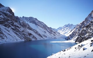 Картинка горы, гора, природа, вода, озеро, пруд, снег, белый, зима