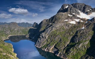 Картинка природа, гора, Лофотенские острова, Норвегия, Лофотены, вода, озеро