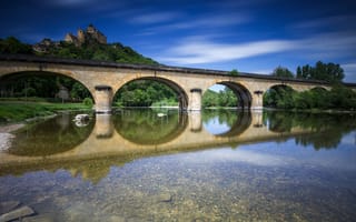Картинка мост, мосты, Кастельно, Франция, арка, арочный, архитектура, старинный, отражение