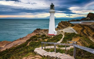 Картинка маяк, море, океан, Новая Зеландия, вода, природа