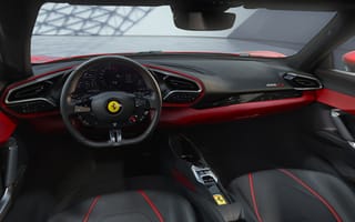 Картинка Ferrari 296 GTB, 2022, Ferrari, Феррари, люкс, дорогая, современная, спорткар, машины, машина, тачки, авто, автомобиль, транспорт, руль, салон