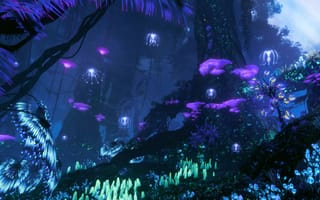 Картинка Avatar, Frontiers of Pandora, 2023, игра, лес, ночь, свечение