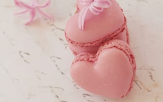 Картинка десерт, макарон, розовый, сердце, любовь, романтика, романтический