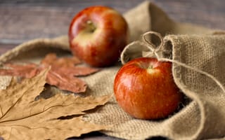 Картинка яблоко, фрукт, фрукты, осень, мешок, мешковина