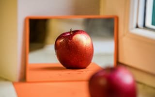 Картинка яблоко, фрукт, фрукты, зеркало
