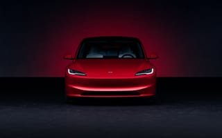 Картинка Тесла, Tesla, Model 3, 2023, современная, машины, машина, тачки, авто, автомобиль, транспорт, вид спереди, спереди, красный