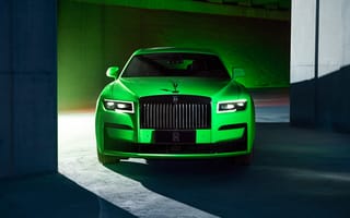 Картинка Rolls-Royce Ghost, Rolls-Royce, Ghost, Роллс Ройс, седан, люкс, машины, машина, тачки, авто, автомобиль, транспорт, вид спереди, спереди, зеленый
