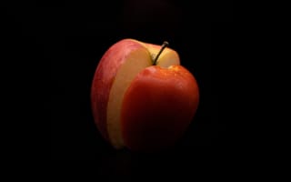 Картинка яблоко, фрукт, фрукты, ломтик, красный, amoled, амолед, черный