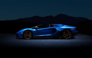Картинка Lamborghini Aventador, Lamborghini, Ламборджини, Ламборгини, Aventador, люкс, дорогая, спорткар, машины, машина, тачки, авто, автомобиль, транспорт, вид сбоку, сбоку, синий, ночь, темный, темнота