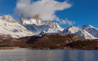 Картинка горы, гора, природа, Фитцрой, Чили, озеро, пруд, вода, зима, снег