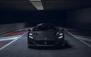 Картинка Maserati, Мазерати, MC20, Notte, Coupe, 2023, машины, машина, тачки, авто, автомобиль, транспорт, вид спереди, спереди, туннель