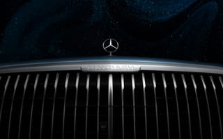 Картинка Mercedes-Maybach, Mercedes Maybach, Mercedes, Мерседес, Maybach, Майбах, машины, машина, тачки, авто, автомобиль, транспорт, эмблема, лого, бампер, ночь, звезды, звезда