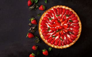 Картинка клубника, ягода, ягоды, пирог, торт, десерт, выпечка, сладость, сладости, сладкий, еда