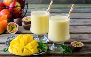 Картинка манго, маракуйя, фрукт, напитки, напиток, смузи, фрукты, полезный