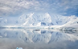 Картинка Антарктида, горы, гора, природа, ледник, лед, зима, океан, вода, отражение