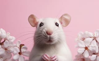 Картинка мышь, животные, животное, природа, белый, весна, цветение, цветок
