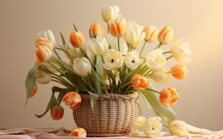 Картинка тюльпан, цветок, цветы, растение, растения, цветочный, корзина