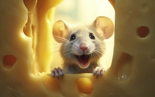 Картинка мышь, животные, животное, природа, сыр, дыра