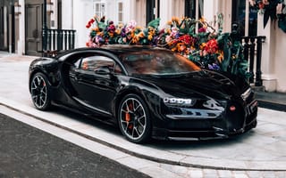 Картинка Bugatti Chiron, Bugatti, Chiron, Бугатти, машины, машина, тачки, авто, автомобиль, транспорт, черный, город, здания