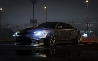 Картинка Dodge Charger, Dodge, Charger, Додж Чарджер, Додж, CGI, машины, машина, тачки, авто, автомобиль, транспорт, фара, ночь, свечение