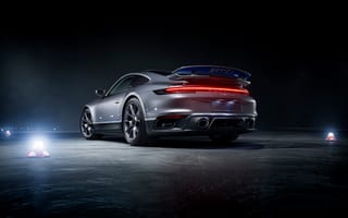 Картинка Porsche 911, Porsche, Порше 911, Turbo S, Порше, машины, машина, тачки, авто, автомобиль, транспорт, вид сзади, сзади, спорткар, спортивный, ночь, свечение