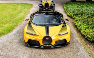 Картинка Bugatti Chiron, Bugatti, Chiron, Бугатти, машины, машина, тачки, авто, автомобиль, транспорт, вид спереди, спереди, спорткар, спортивный, желтый