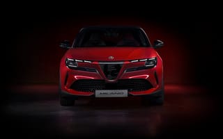 Картинка Alfa Romeo, Альфа Ромео, Milano, машины, машина, тачки, авто, автомобиль, транспорт, вид спереди, спереди, кроссовер, красный, ночь, темный, темнота