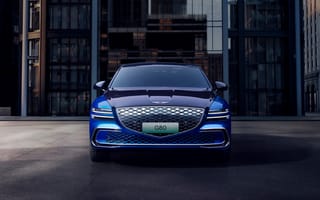 Картинка Genesis, G80, 2024, машины, машина, тачки, авто, автомобиль, транспорт, вид спереди, спереди, синий