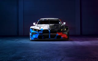 Картинка BMW, бмв, M4, GT3, машины, машина, тачки, авто, автомобиль, транспорт, вид спереди, спереди, ночь