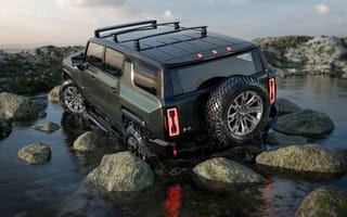 Картинка Hummer, Хаммер, машины, машина, тачки, авто, автомобиль, транспорт, внедорожник, джип, озеро, пруд, вода, камень