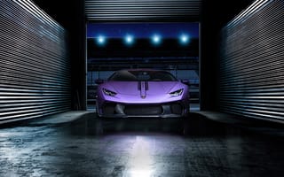 Картинка Lamborghini Huracan, Lamborghini, Ламборджини, Ламборгини, Huracan, машины, машина, тачки, авто, автомобиль, транспорт, вид спереди, спереди, гараж, ночь, фиолетовый