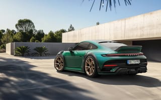 Картинка Porsche, Порше, TechArt, машины, машина, тачки, авто, автомобиль, транспорт, спорткар, спортивный, вид сзади, сзади, зеленый