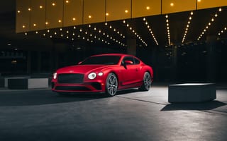 Картинка Bentley Continental, Bentley, Бентли, Continental, GT V8, 2024, машины, машина, тачки, авто, автомобиль, транспорт, паркинг, красный, ночь, огни, подсветка