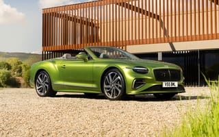 Картинка Bentley Continental, Bentley, Бентли, Continental, GT Speed, Convertible, 2024, машины, машина, тачки, авто, автомобиль, транспорт, спорткар, спортивный, кабриолет, вид сбоку, сбоку, зеленый